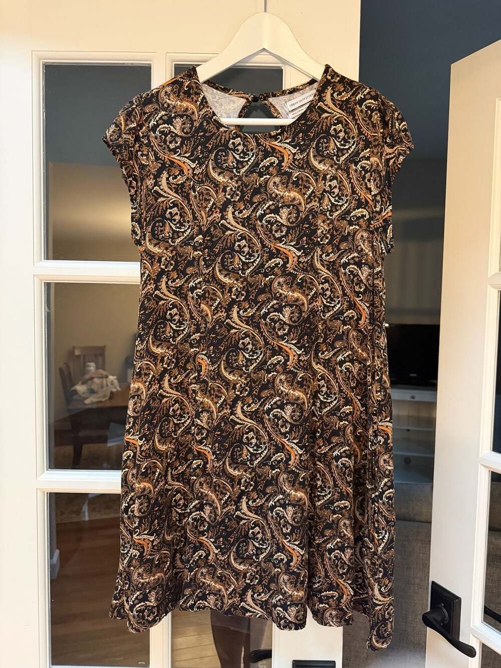 Urban Outfitters Brown Paisley Cap Sleeve Mini Dress